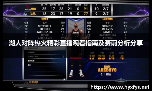 湖人对阵热火精彩直播观看指南及赛前分析分享
